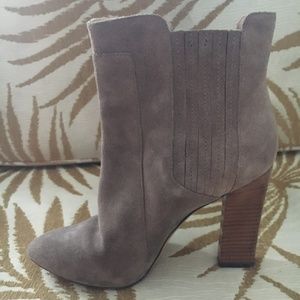 Joan & David Dove Grey Suede Ankle Boots